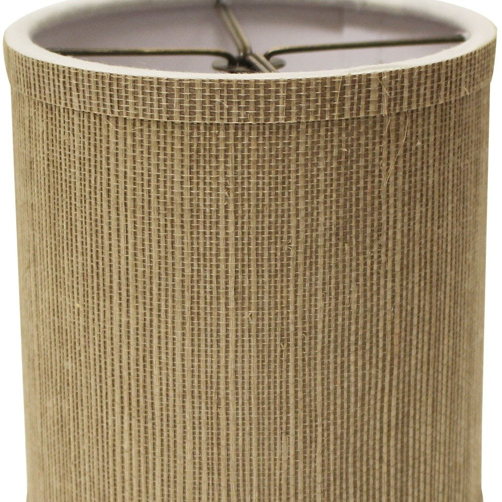 HomeRoots 4" Taupe Grasscloth Drum Chandelier Lampshades in Set of 6