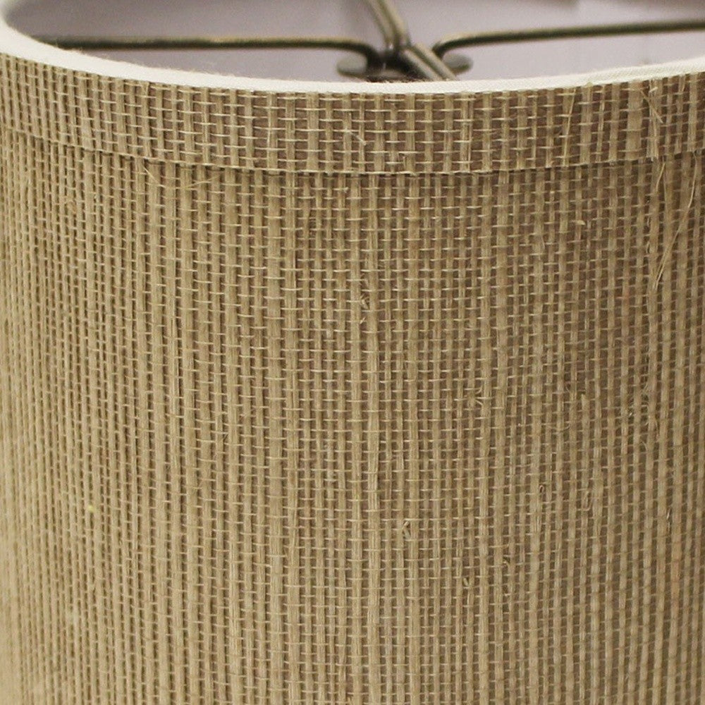 HomeRoots 4" Taupe Grasscloth Drum Chandelier Lampshades in Set of 6