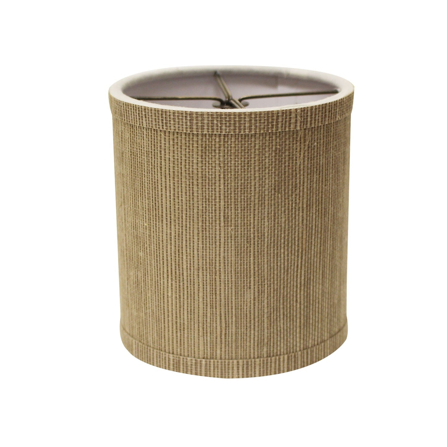 HomeRoots 4" Taupe Grasscloth Drum Chandelier Lampshades in Set of 6