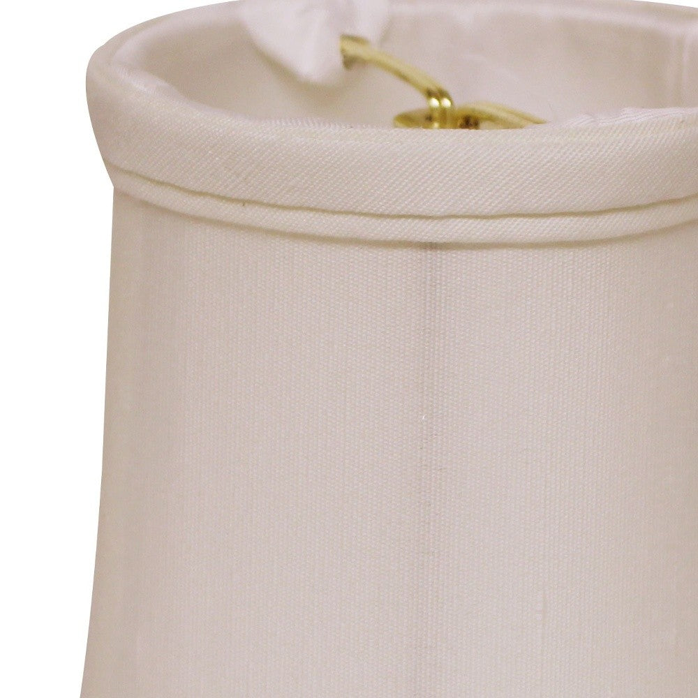 HomeRoots 4" White Slanted Chandelier Tissue Shantung Lampshades in Set of 6