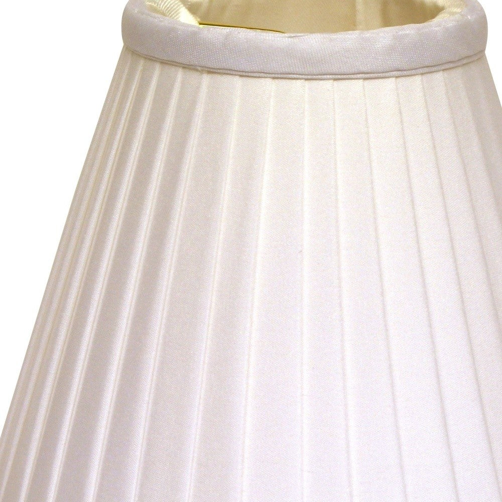 HomeRoots 4" White Slanted Pleat Chandelier Silk Lampshades in Set of 6