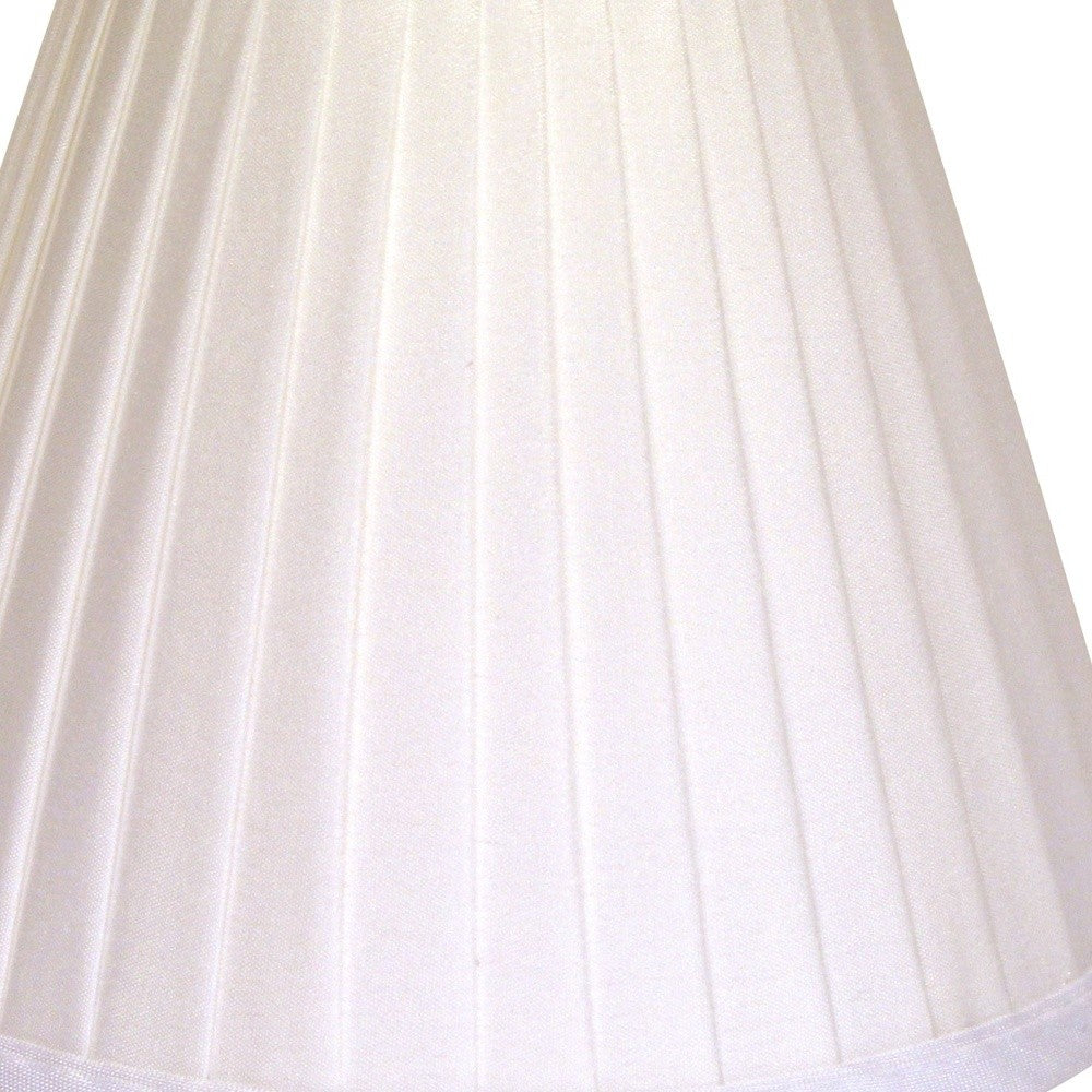 HomeRoots 4" White Slanted Pleat Chandelier Silk Lampshades in Set of 6
