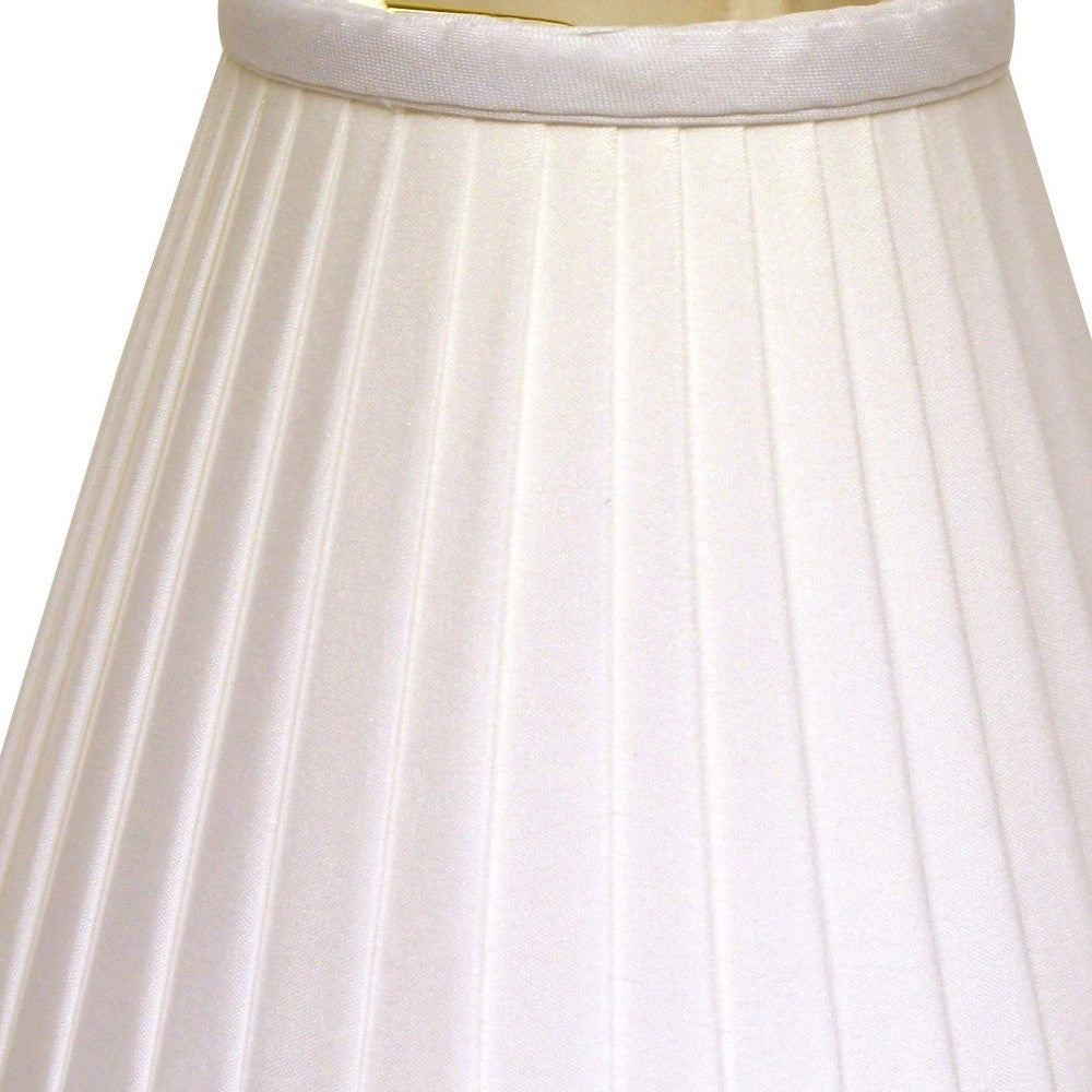 HomeRoots 4" White Slanted Pleat Chandelier Silk Lampshades in Set of 6