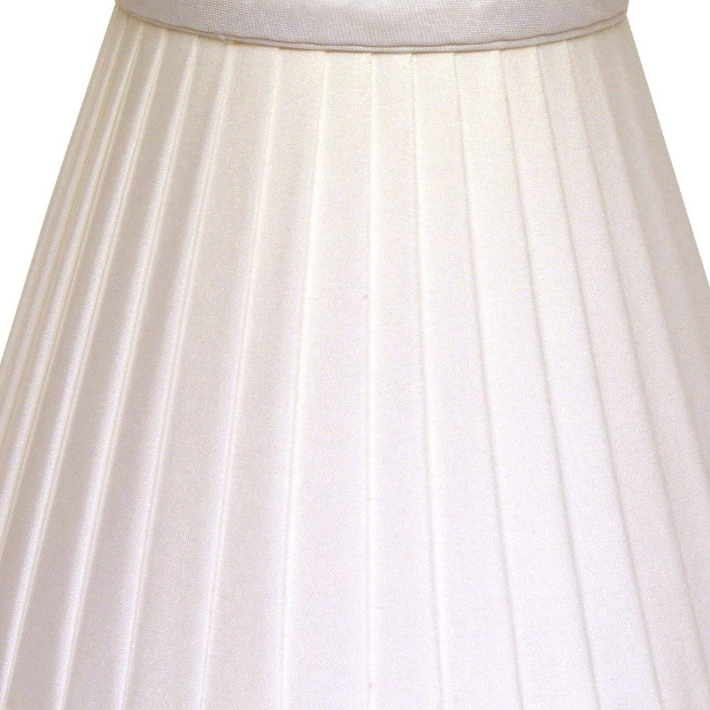 HomeRoots 4" White Slanted Pleat Chandelier Silk Lampshades in Set of 6