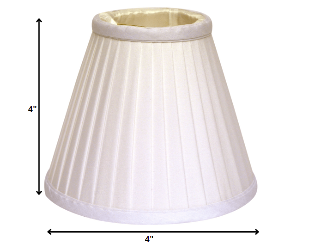 HomeRoots 4" White Slanted Pleat Chandelier Silk Lampshades in Set of 6