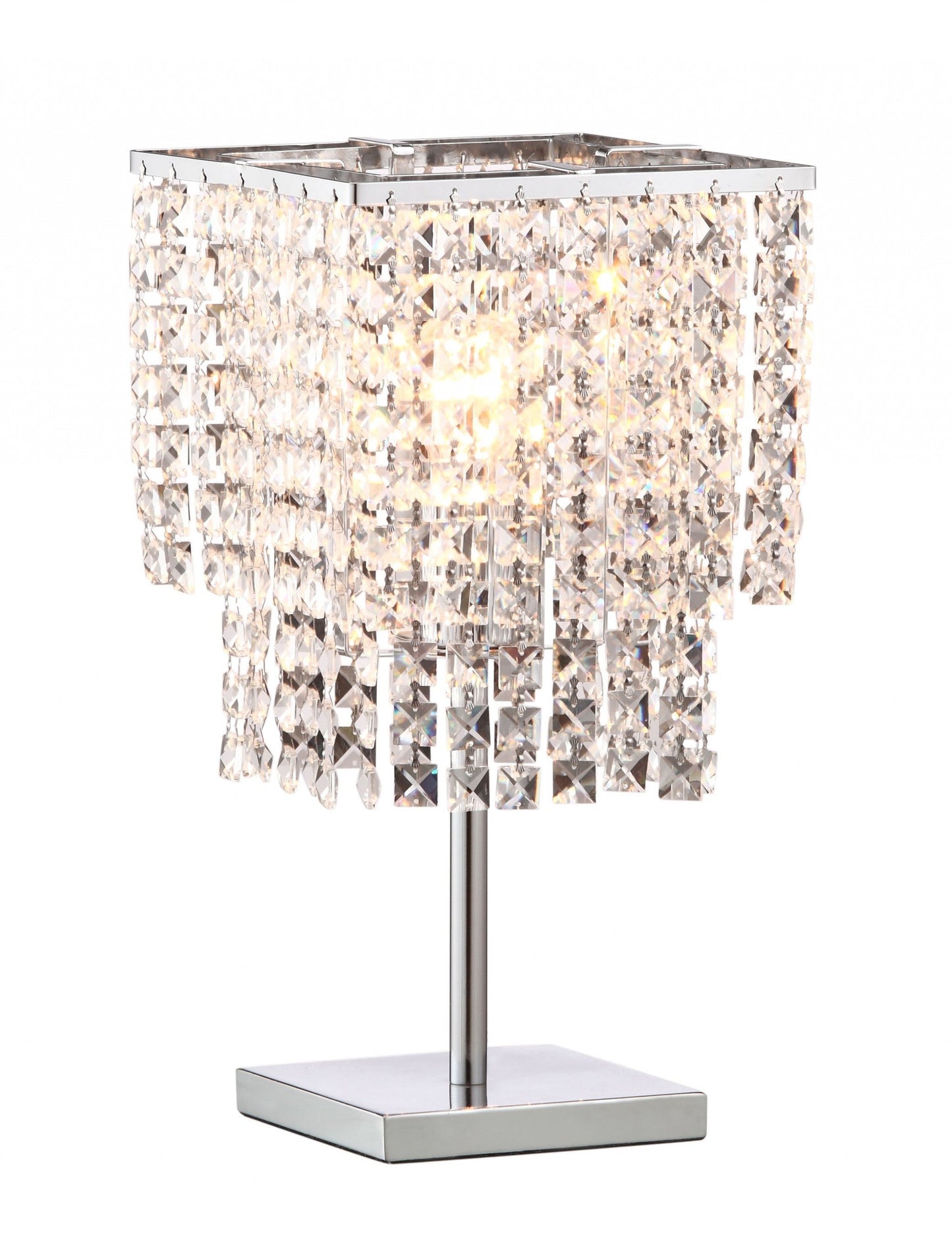 HomeRoots 41" White Metal Bedside Table Lamp With Crystal Shade