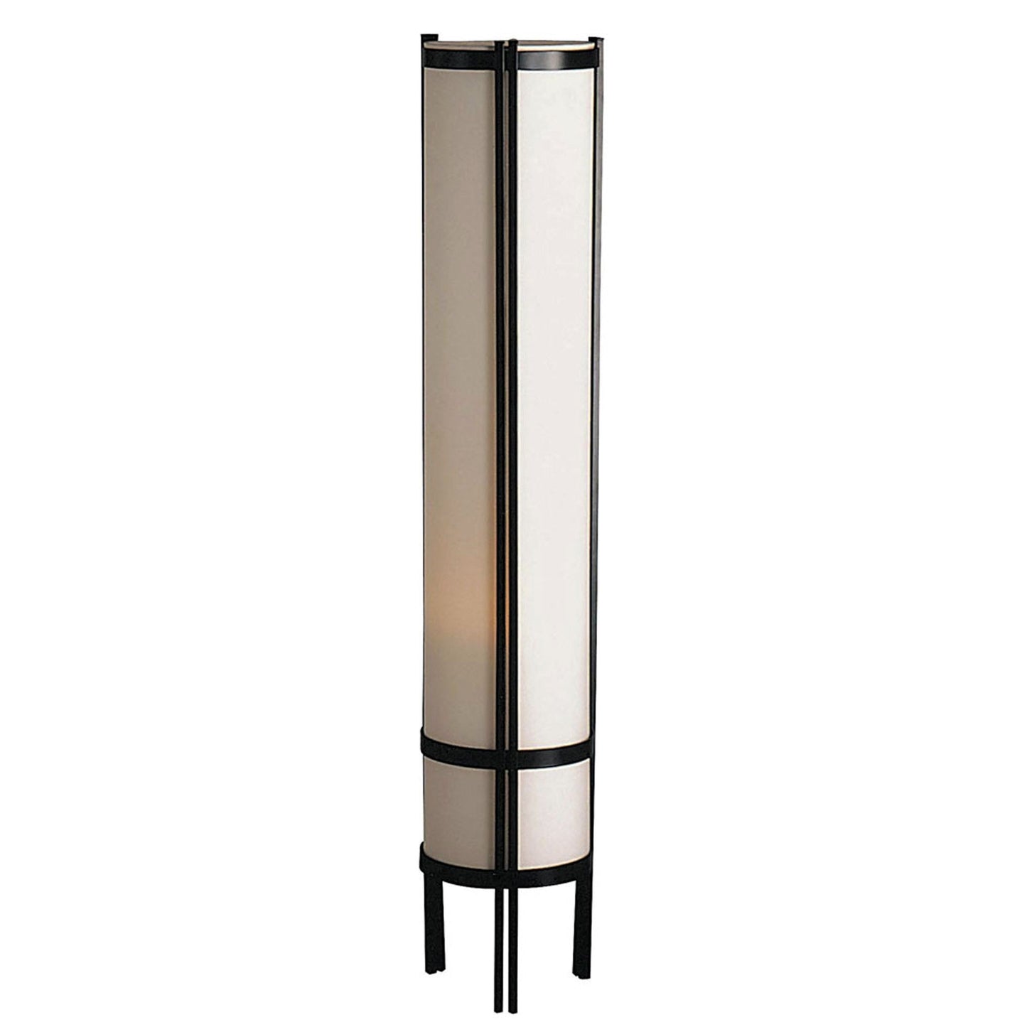 HomeRoots 48" Steel Column Floor Lamp With Beige Drum Shade and Black Finish