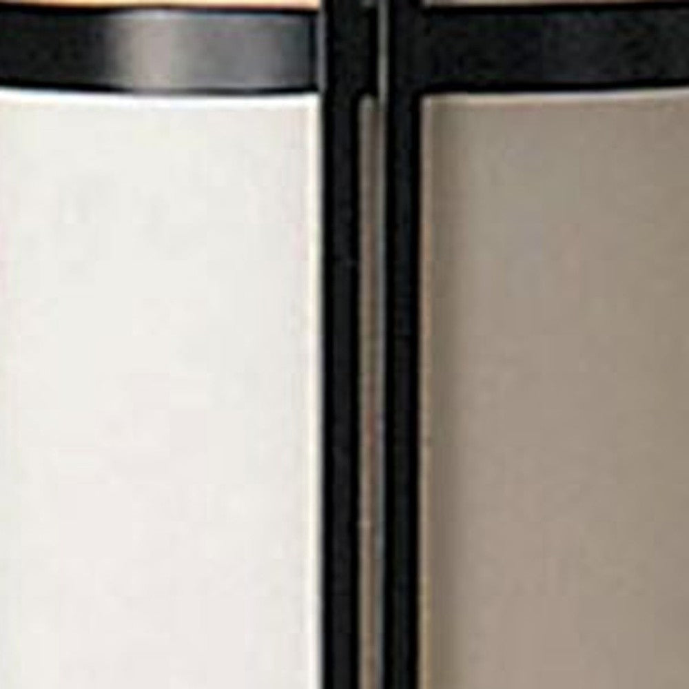 HomeRoots 48" Steel Column Floor Lamp With Beige Drum Shade and Black Finish