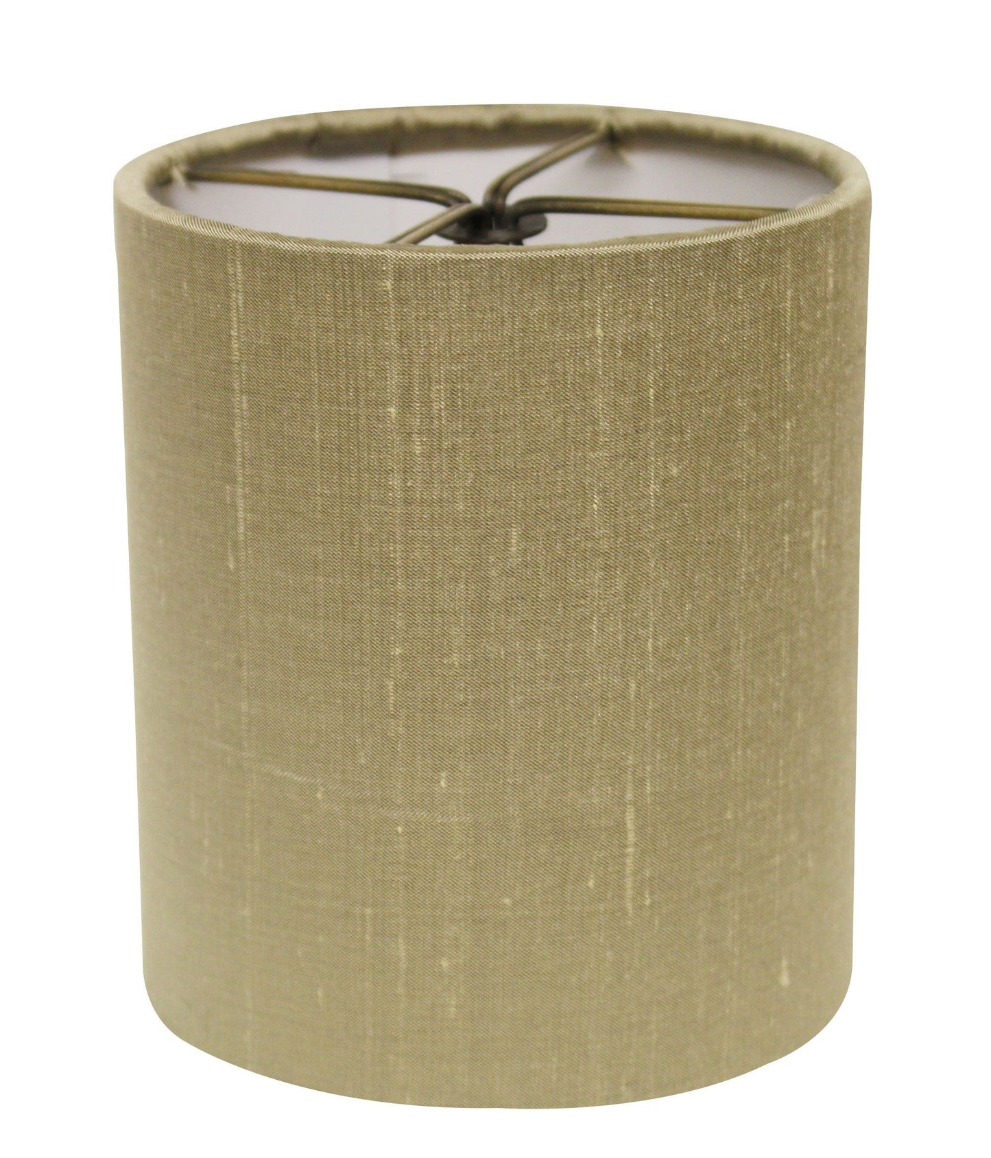 HomeRoots 5" Antique Gold Drum Chandelier Pongee Silk Lampshades in Set of 6