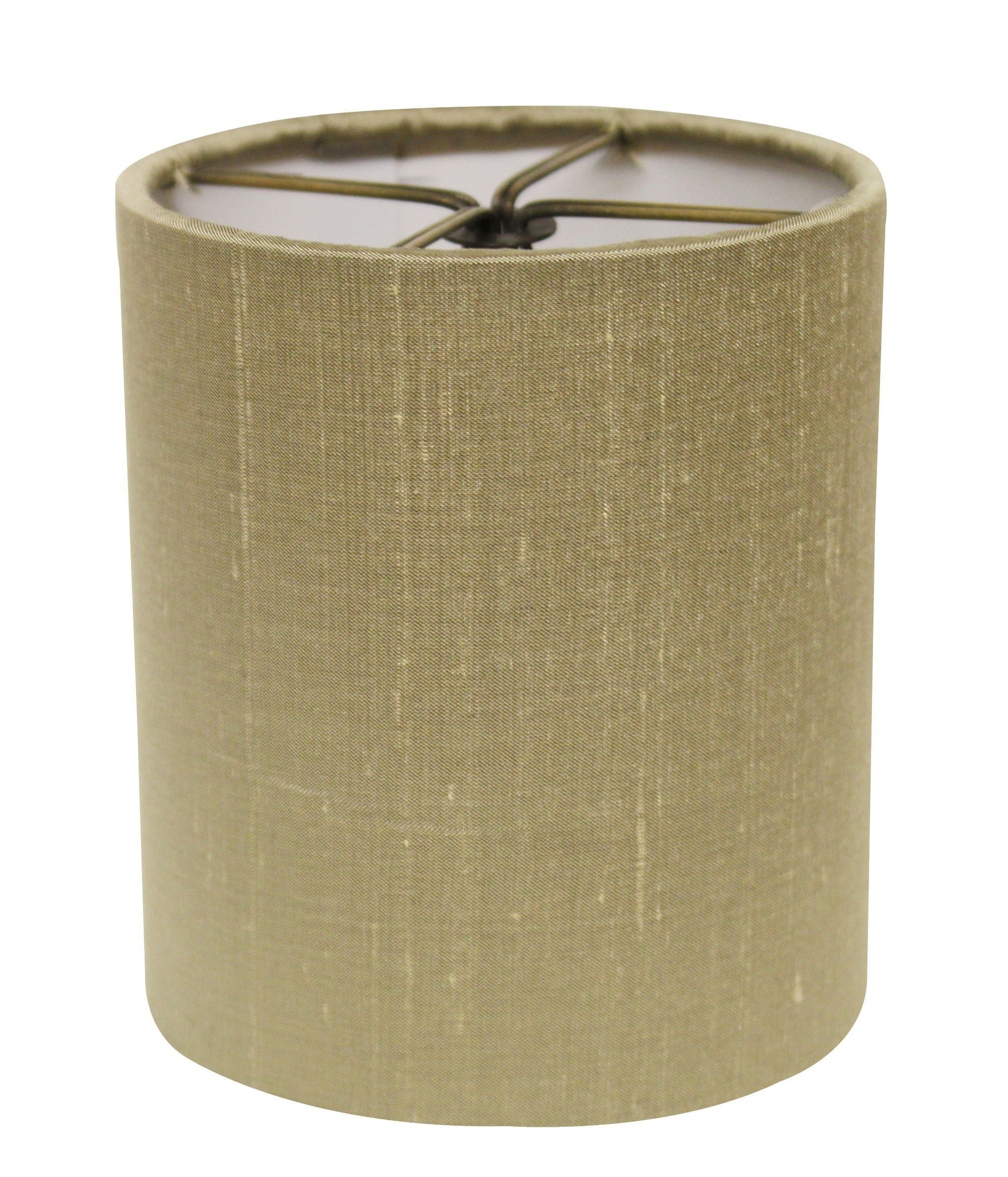 HomeRoots 5" Antique Gold Drum Chandelier Pongee Silk Lampshades in Set of 6