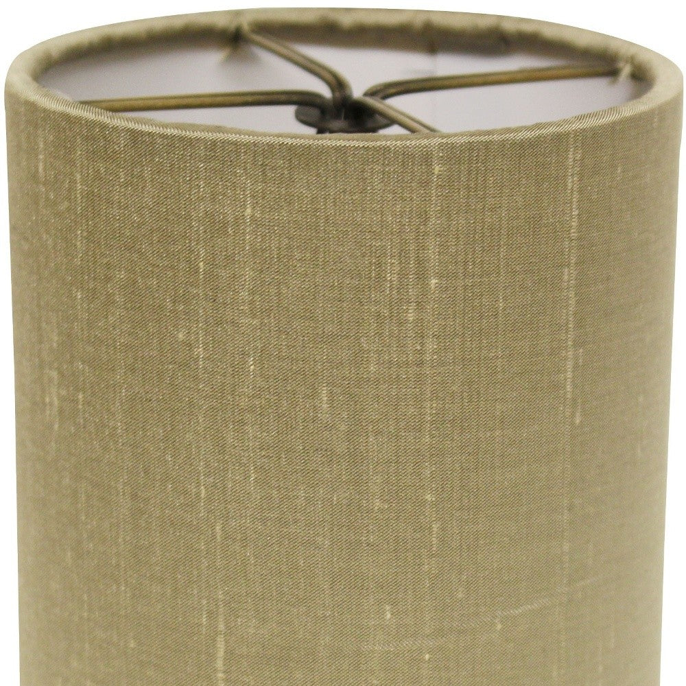 HomeRoots 5" Antique Gold Drum Chandelier Pongee Silk Lampshades in Set of 6