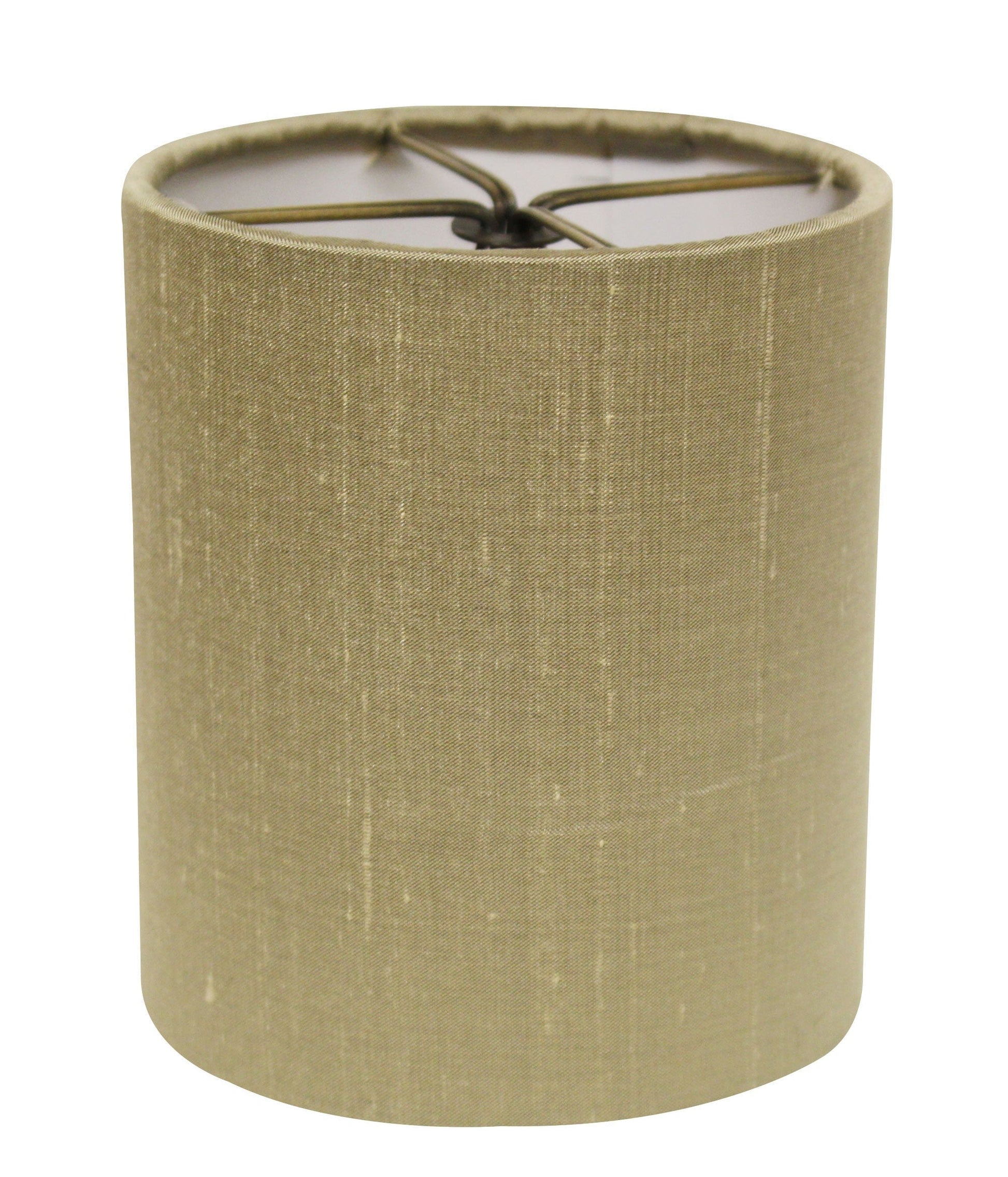 HomeRoots 5" Antique Gold Drum Chandelier Pongee Silk Lampshades in Set of 6