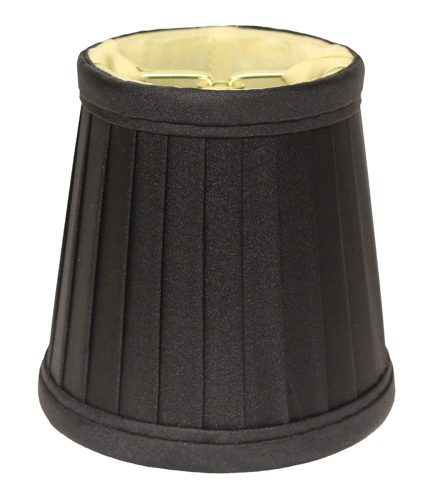 HomeRoots 5" Black and Gold Slanted Pleat Chandelier Silk Lampshades in Set of 6