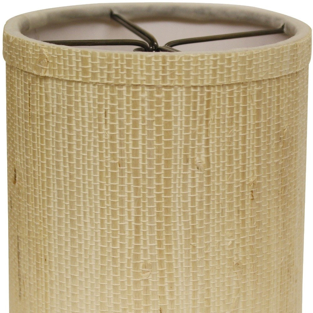 HomeRoots 5" Ivory Grasscloth Drum Chandelier Grasscloth Lampshades in Set of 6