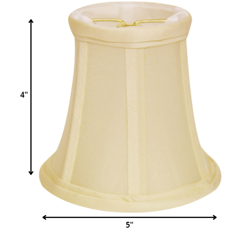 HomeRoots 5" Ivory Slanted Chandelier Dupioni Lampshades in Set of 6