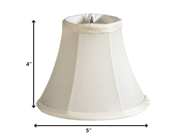 HomeRoots 5" Ivory Slanted Chandelier Pongee Silk Lampshades in Set of 6