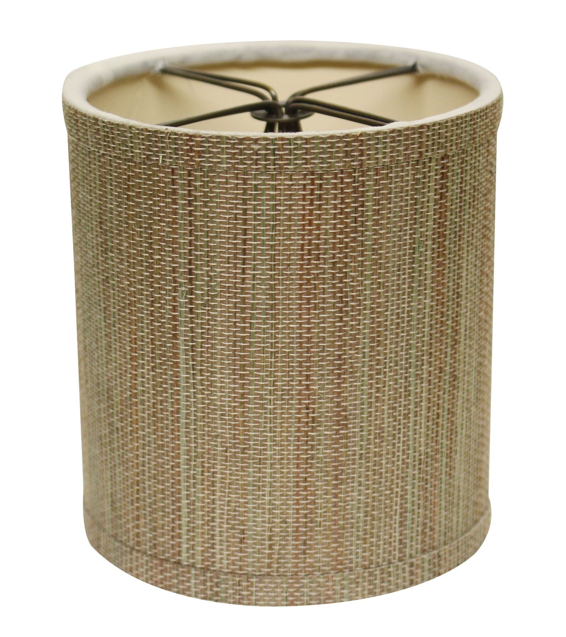 HomeRoots 5" Multicolor Grasscloth Drum Chandelier Grasscloth Lampshades in Set of 6