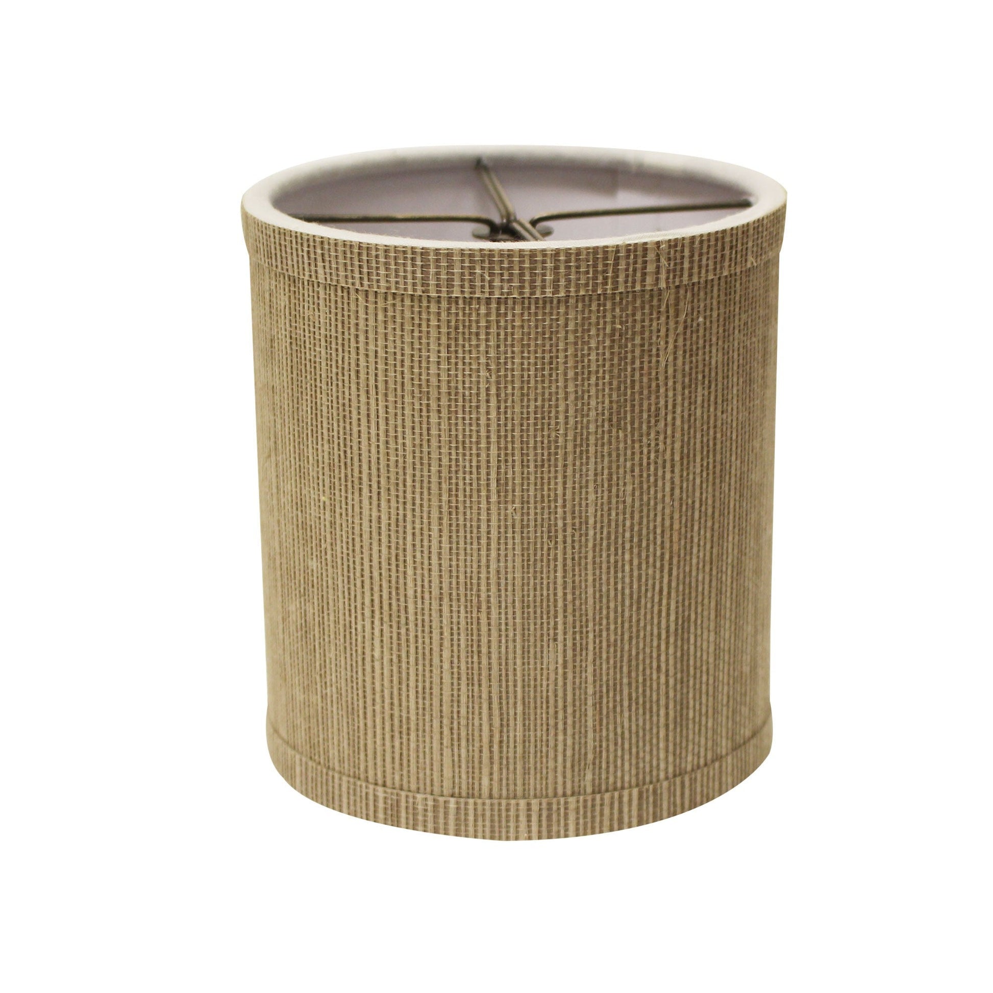 HomeRoots 5" Taupe Grasscloth Drum Chandelier Grasscloth Lampshades in Set of 6