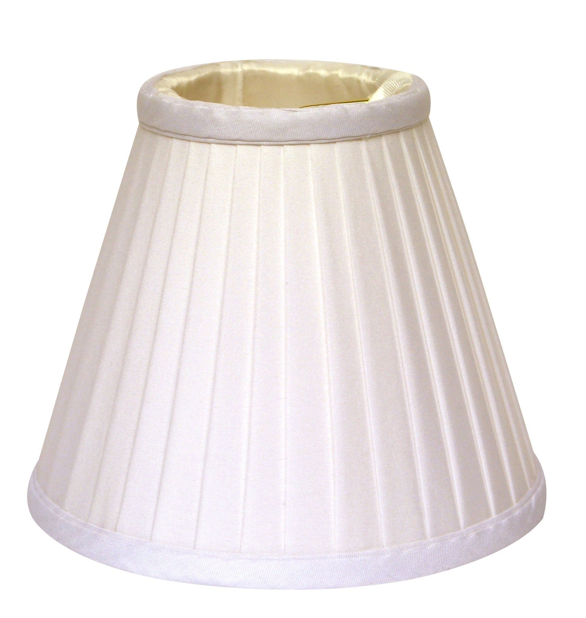 HomeRoots 5" White Slanted Pleat Chandelier Silk Lampshades in Set of 6