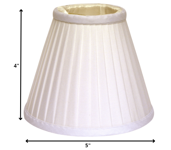 HomeRoots 5" White Slanted Pleat Chandelier Silk Lampshades in Set of 6