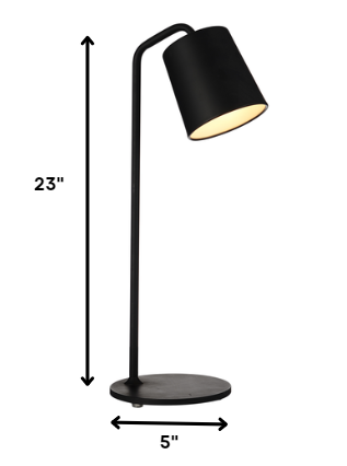 HomeRoots 5" x 5" x 23" Carbon Steel Table Lamp in Black Finish