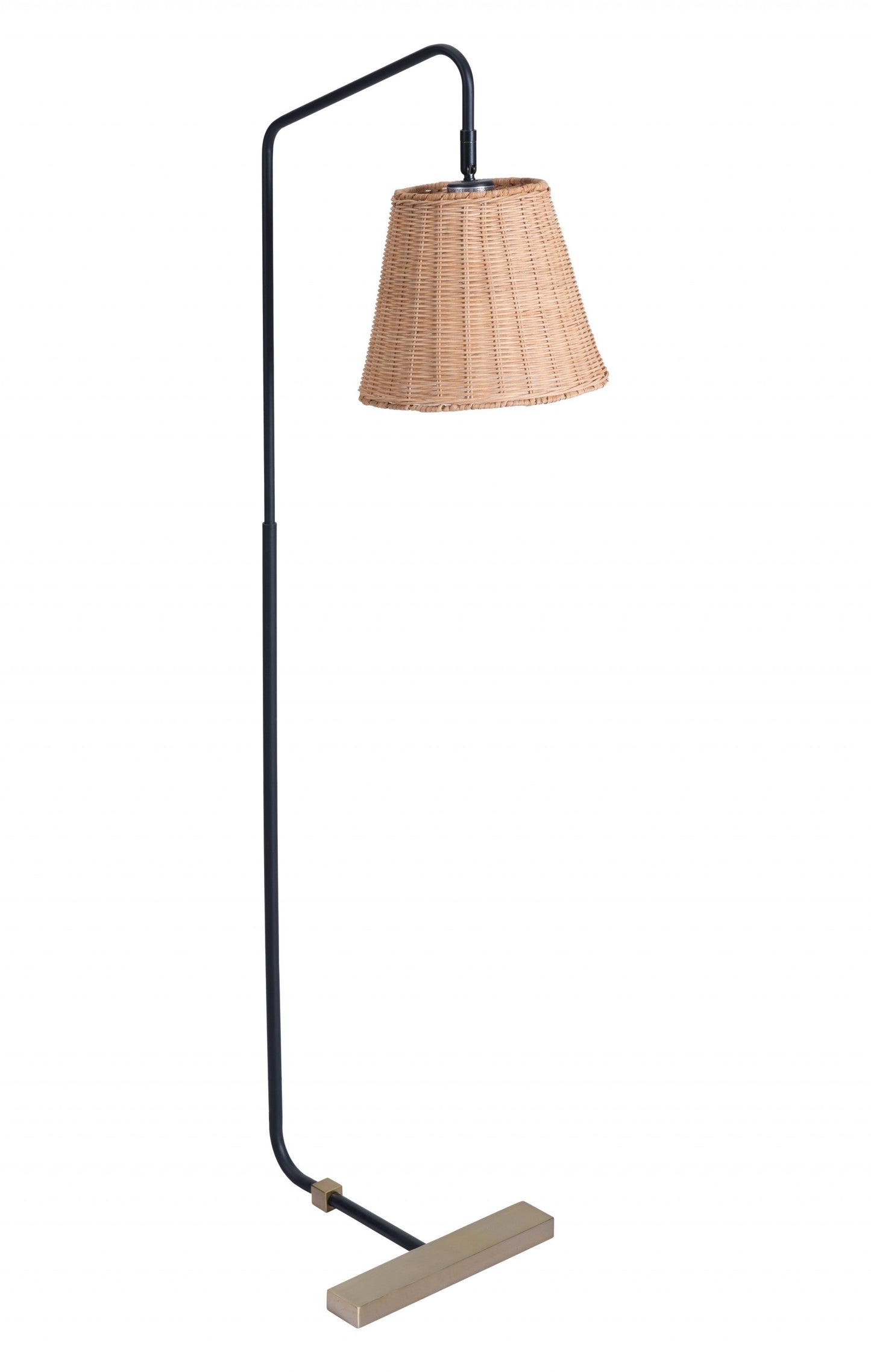 HomeRoots 50" LED Traditional Shaped Floor Lamp With Wood Brown Empire Shade