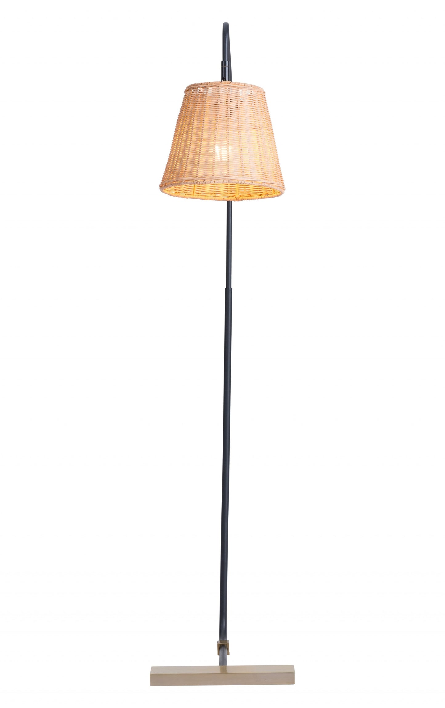 HomeRoots 50" LED Traditional Shaped Floor Lamp With Wood Brown Empire Shade