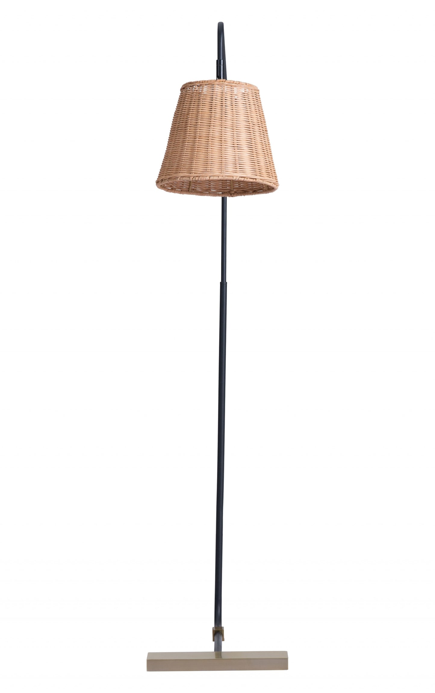 HomeRoots 50" LED Traditional Shaped Floor Lamp With Wood Brown Empire Shade