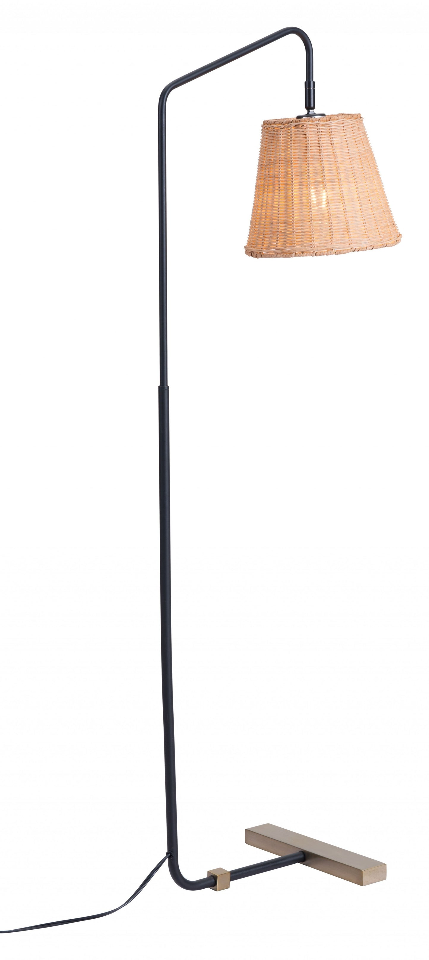 HomeRoots 50" LED Traditional Shaped Floor Lamp With Wood Brown Empire Shade