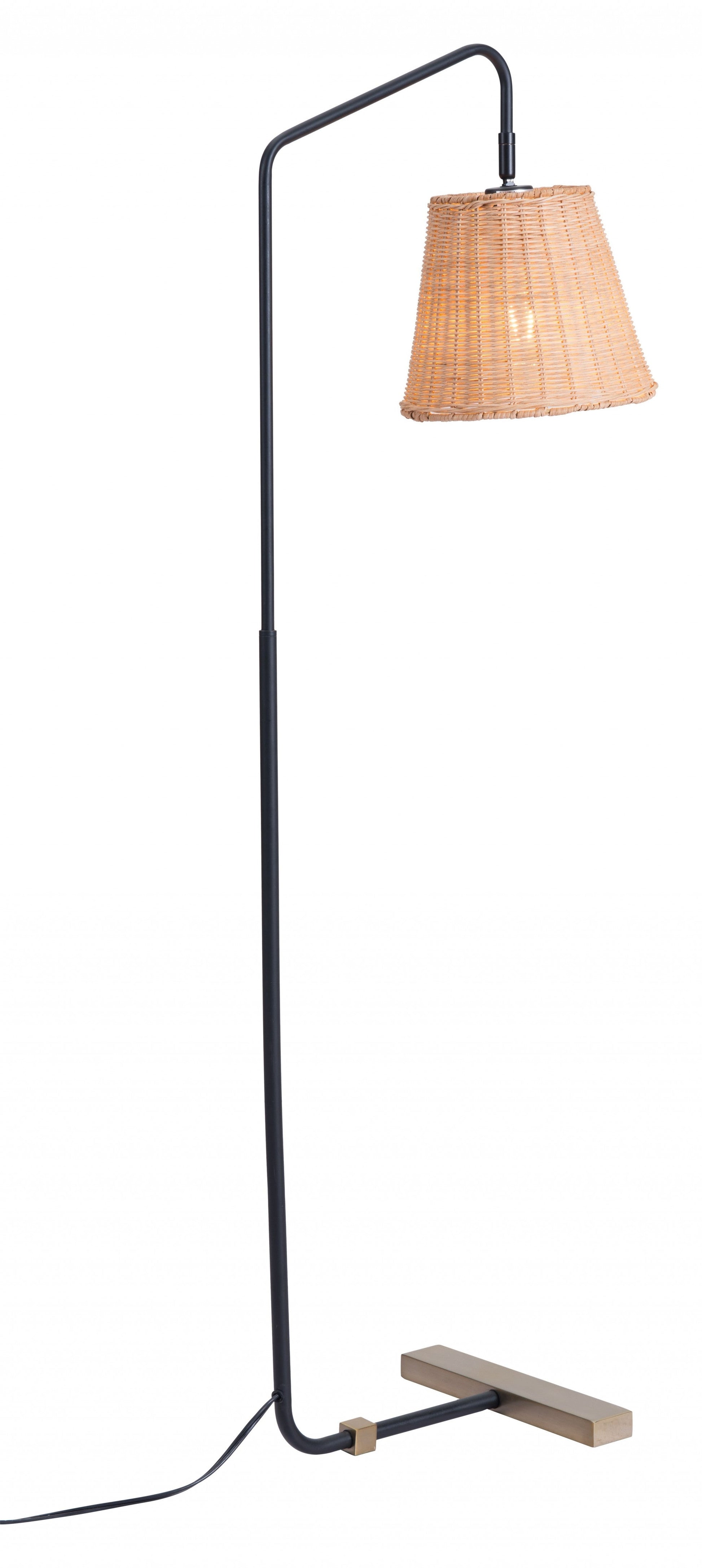 HomeRoots 50" LED Traditional Shaped Floor Lamp With Wood Brown Empire Shade