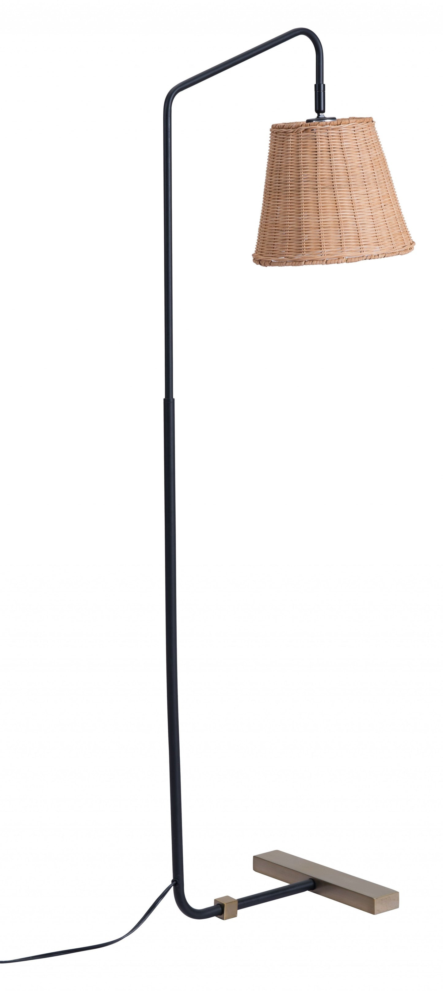HomeRoots 50" LED Traditional Shaped Floor Lamp With Wood Brown Empire Shade