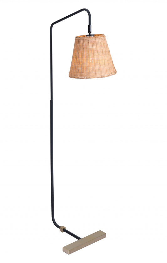 HomeRoots 50" LED Traditional Shaped Floor Lamp With Wood Brown Empire Shade