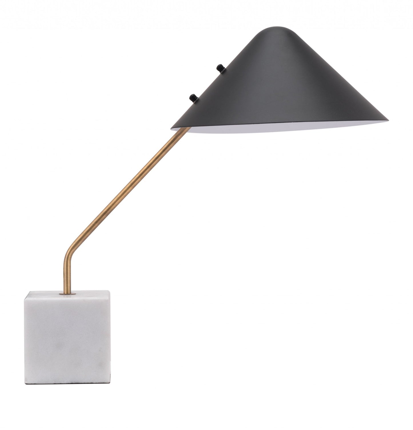 HomeRoots 52" White Bedside Table Lamp With Black Cone Shade