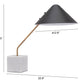 HomeRoots 52" White Bedside Table Lamp With Black Cone Shade