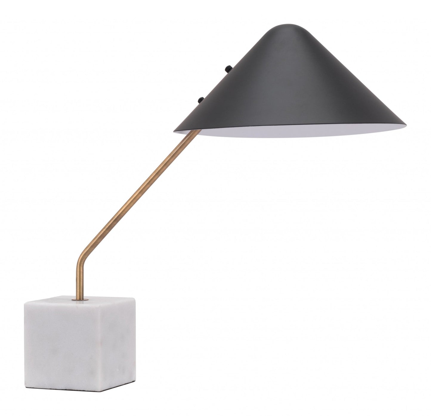 HomeRoots 52" White Bedside Table Lamp With Black Cone Shade