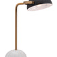 HomeRoots 54" White Bedside Table Lamp With Black Bowl Shade