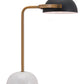 HomeRoots 54" White Bedside Table Lamp With Black Bowl Shade