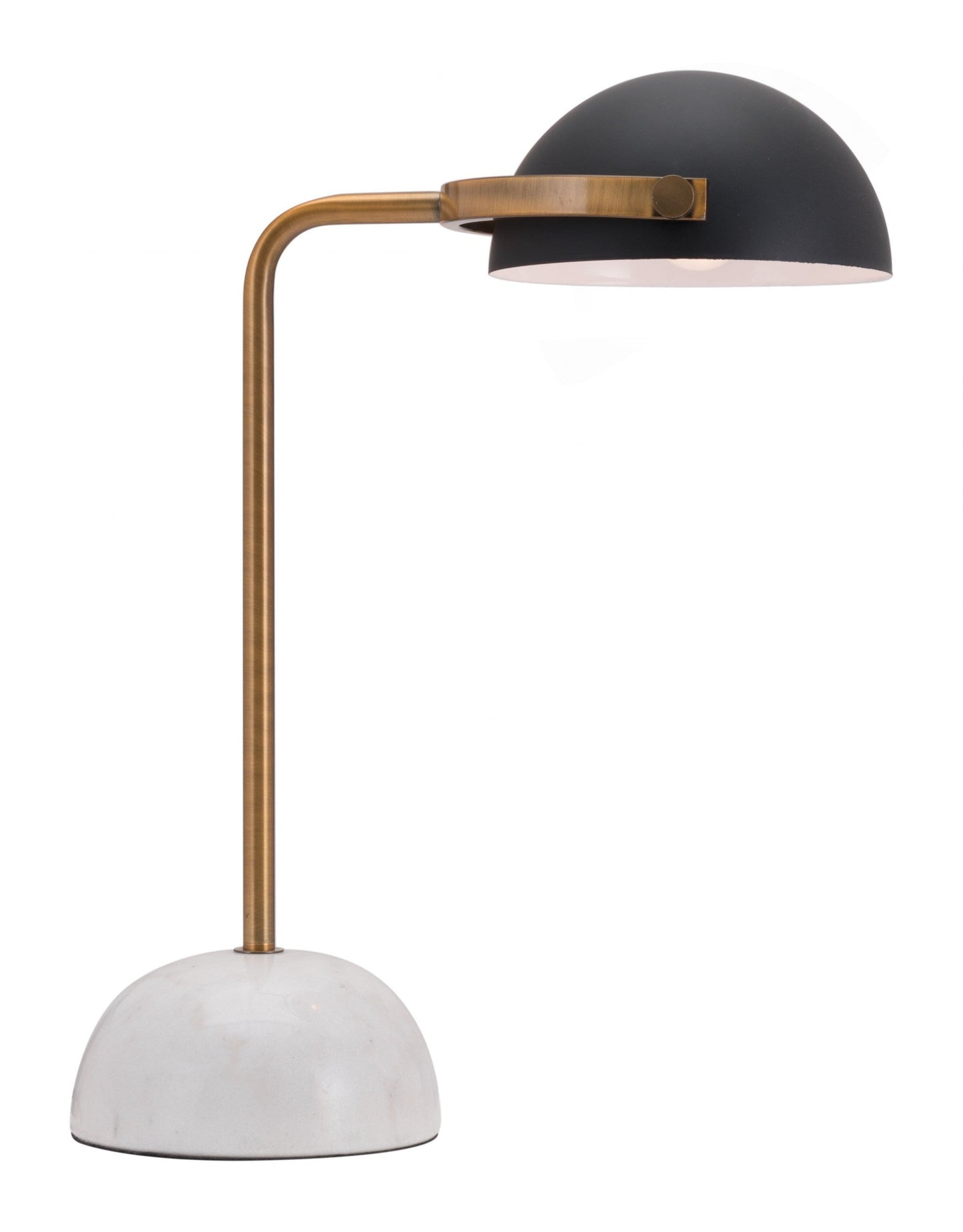 HomeRoots 54" White Bedside Table Lamp With Black Bowl Shade