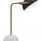 HomeRoots 54" White Bedside Table Lamp With Black Bowl Shade