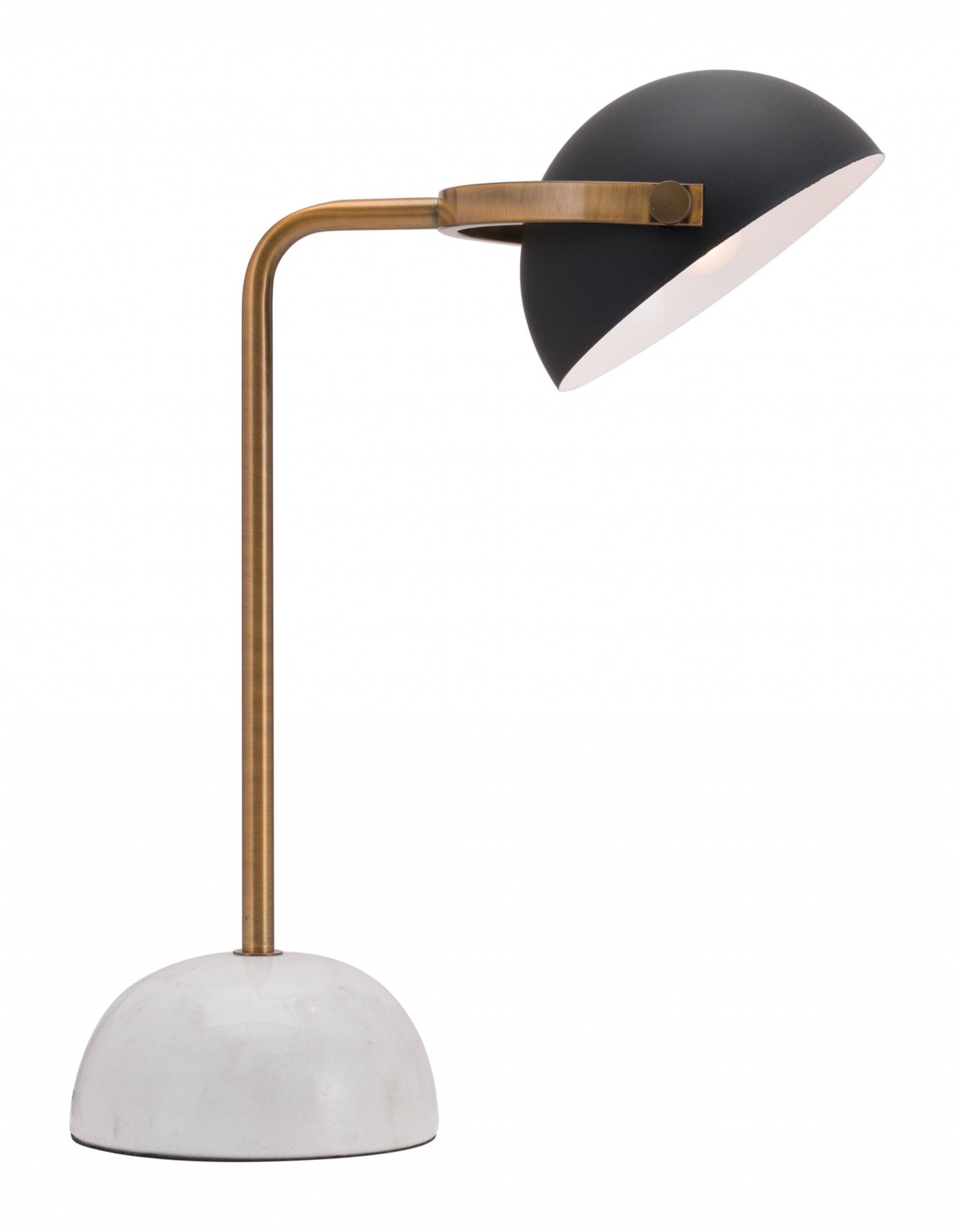 HomeRoots 54" White Bedside Table Lamp With Black Bowl Shade