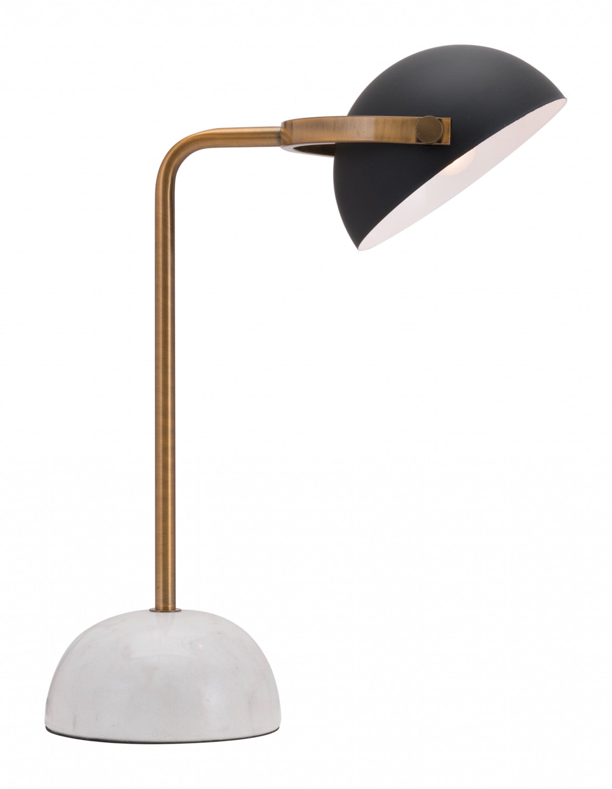 HomeRoots 54" White Bedside Table Lamp With Black Bowl Shade