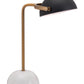 HomeRoots 54" White Bedside Table Lamp With Black Bowl Shade