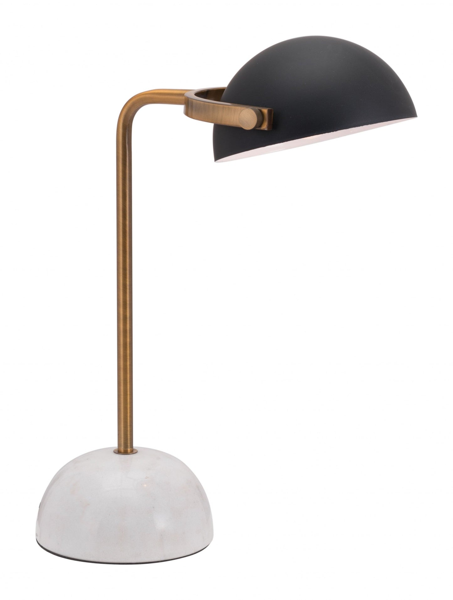 HomeRoots 54" White Bedside Table Lamp With Black Bowl Shade