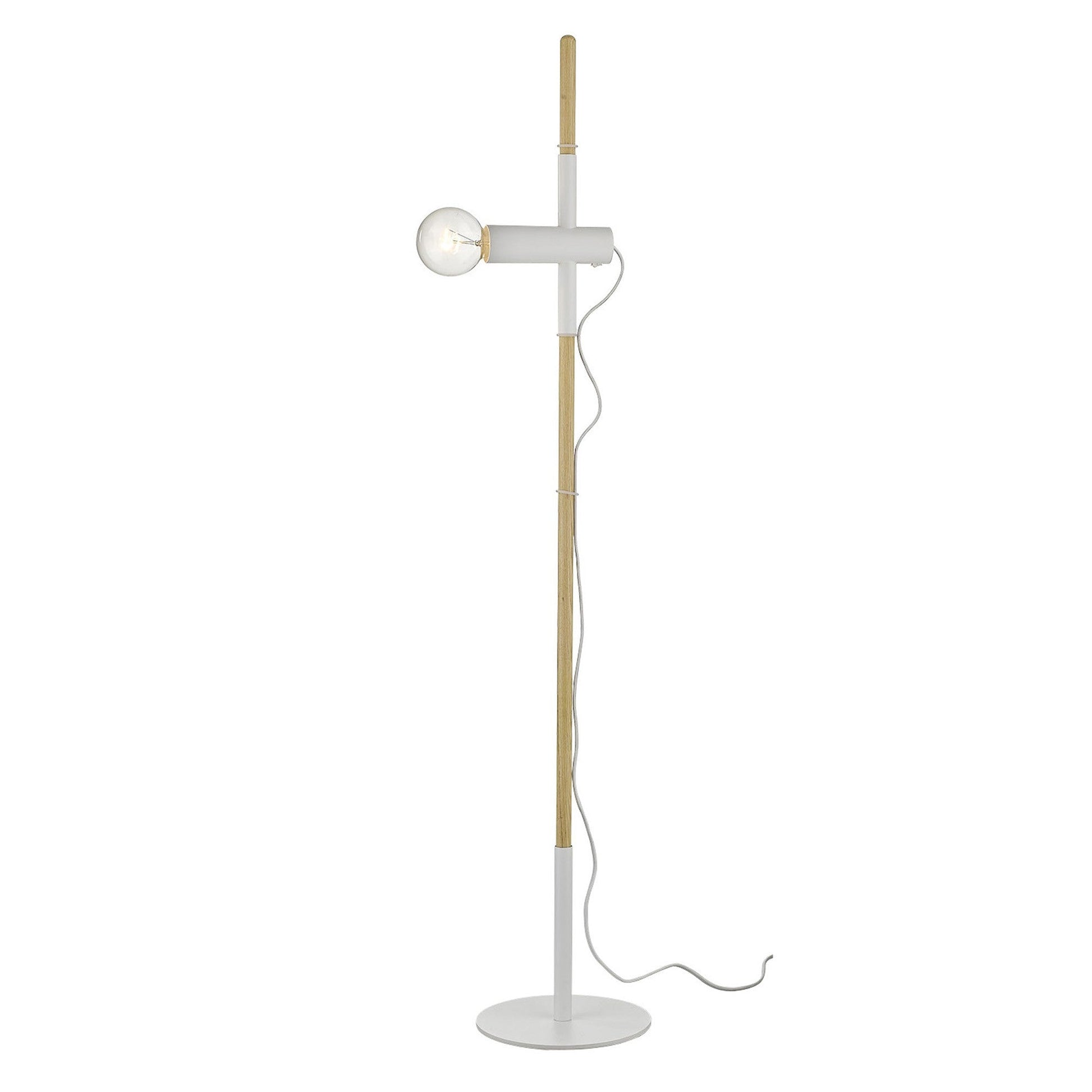 HomeRoots 55" Natural Reading Floor Lamp With White Finish