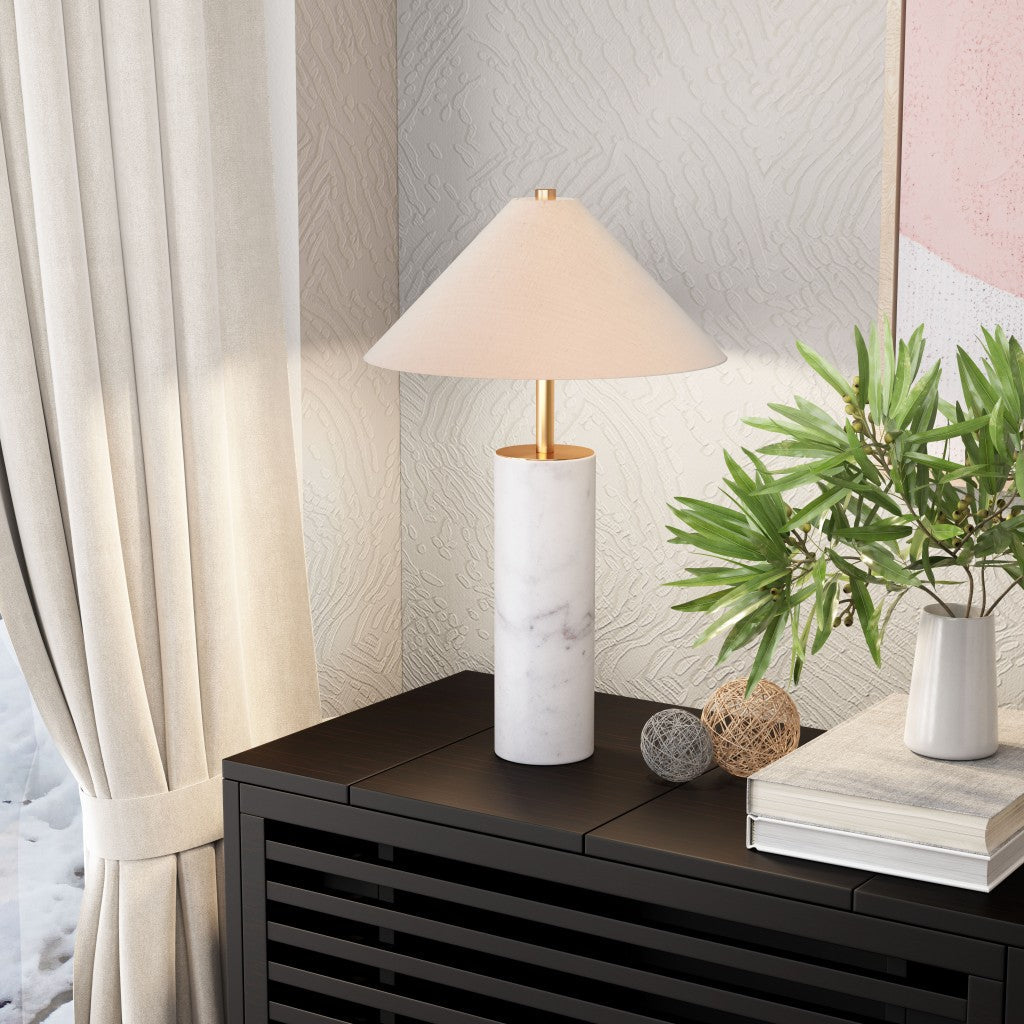 HomeRoots 55" White Bedside Table Lamp With Beige Empire Shade