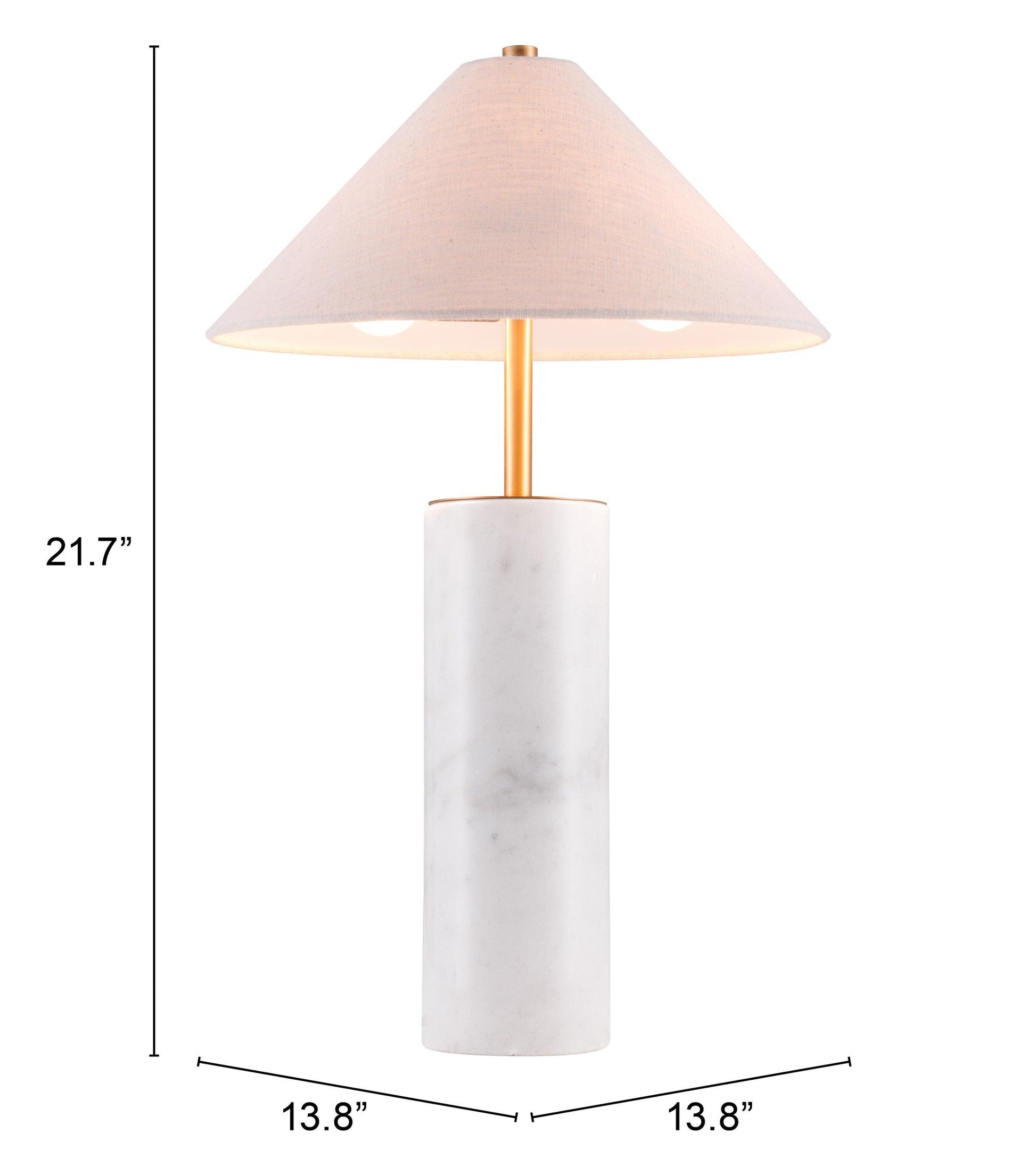 HomeRoots 55" White Bedside Table Lamp With Beige Empire Shade