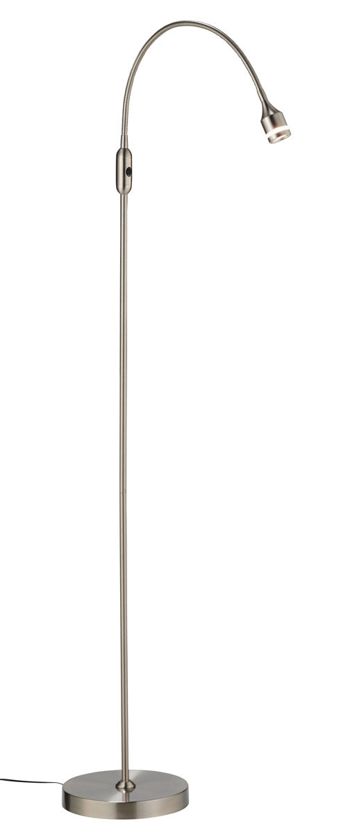 HomeRoots 56" Arched Floor Lamp With Adjustable LED in Brushed Steel Finish