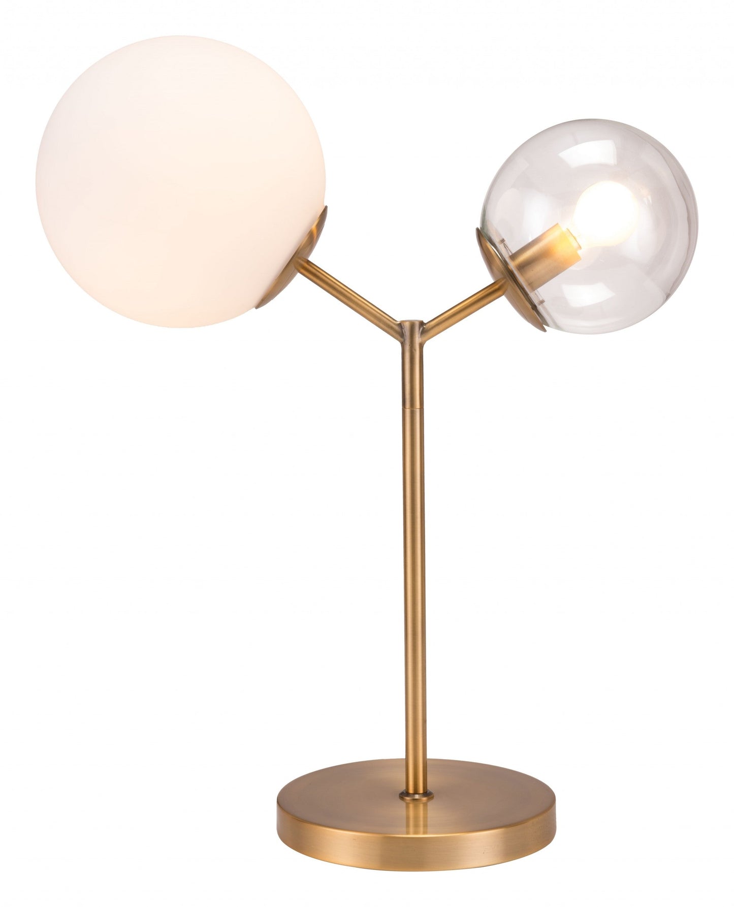 HomeRoots 56" Copper Bedside Table Lamp With Clear Globe Shade