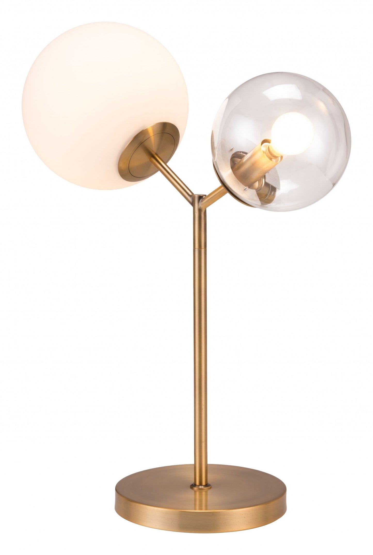 HomeRoots 56" Copper Bedside Table Lamp With Clear Globe Shade
