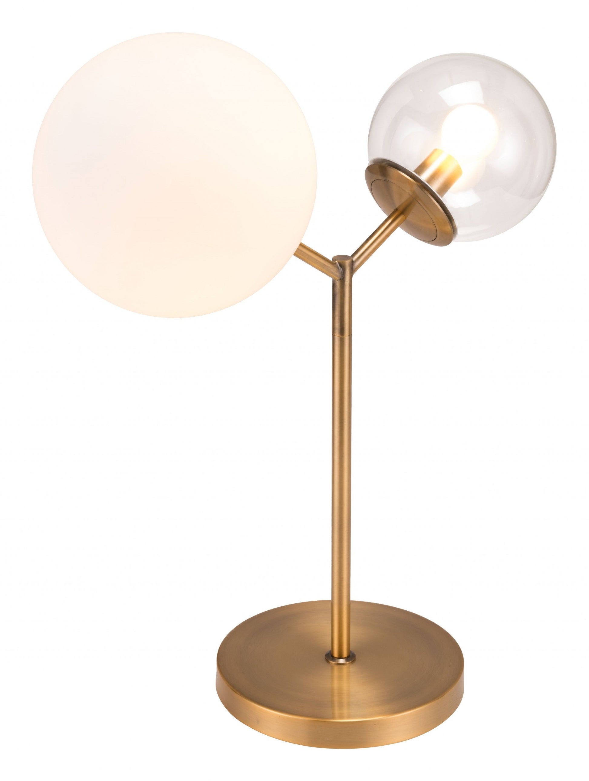 HomeRoots 56" Copper Bedside Table Lamp With Clear Globe Shade